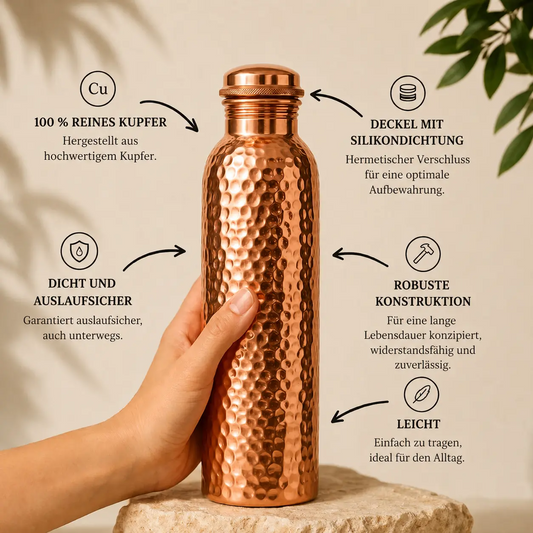 Alma Pure™- Kupferflasche Natuerlich Gereinigtes Wasser Plastikfrei