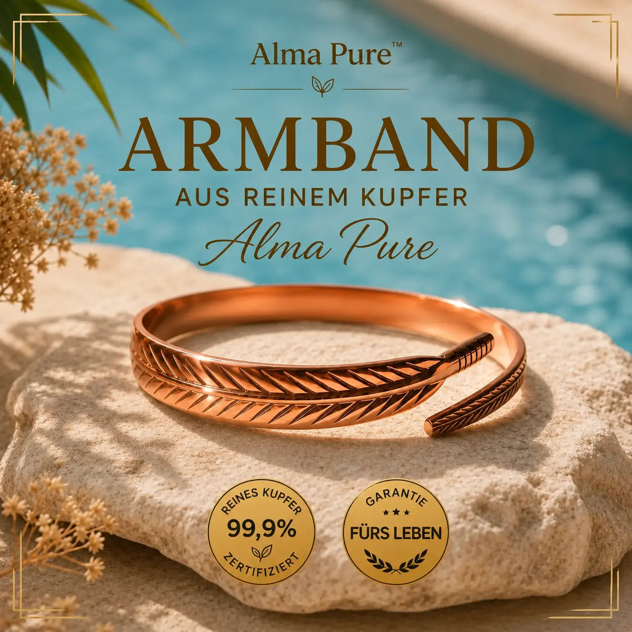 Alma Pure™ – LEBENSBLATT-Kupferarmband