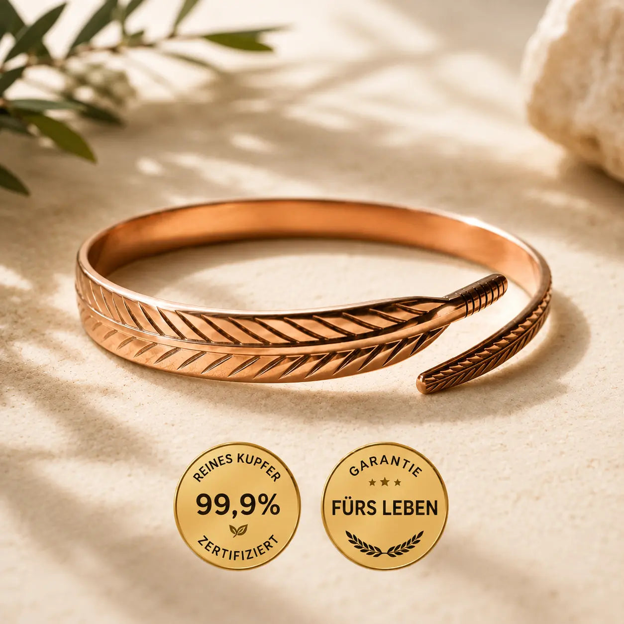 Alma Pure™ – LEBENSBLATT-Kupferarmband