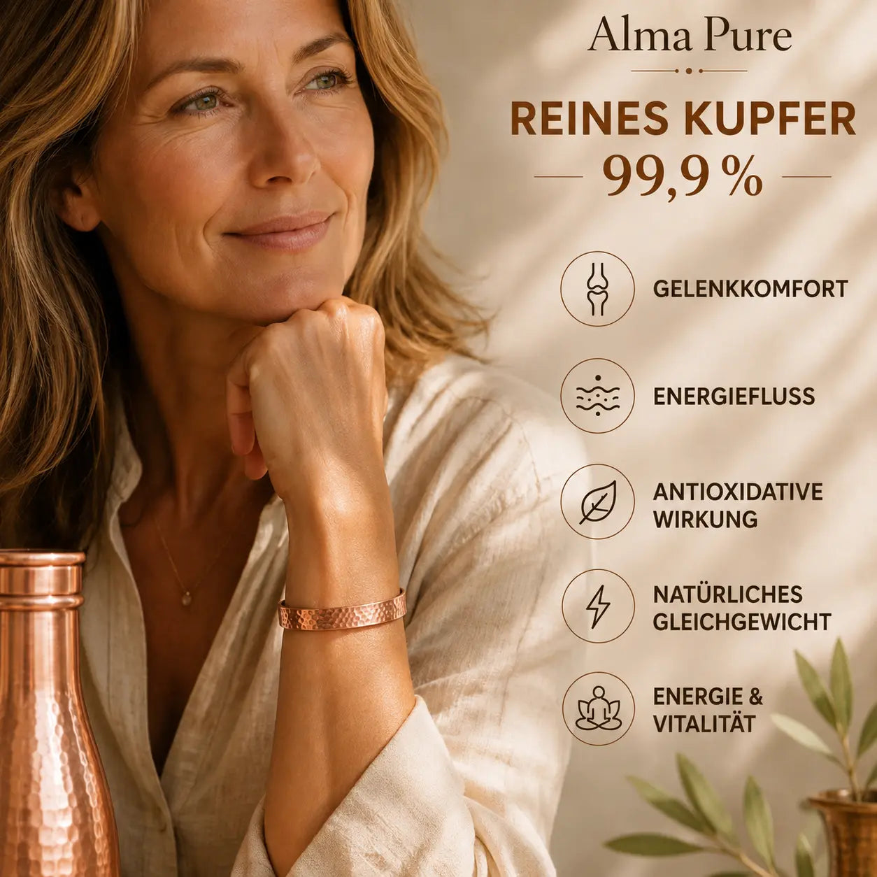 Alma Pure™ HERITAGE – Gehämmertes Kupferarmband