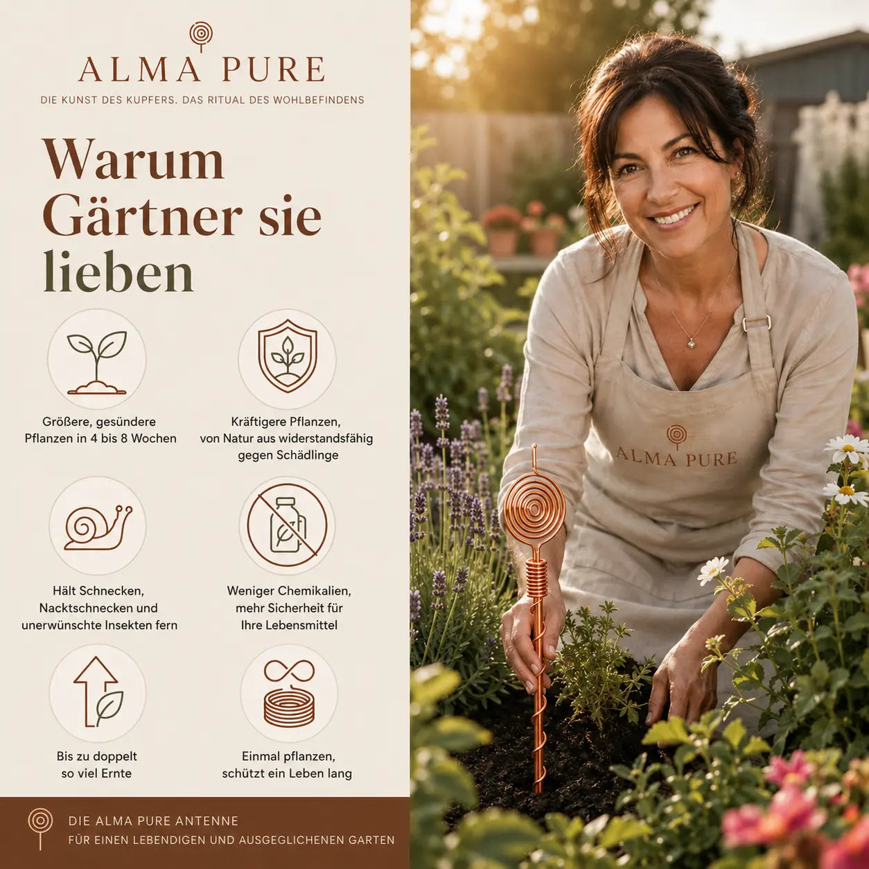 Elektrokultur-Antenne aus reinem Kupfer